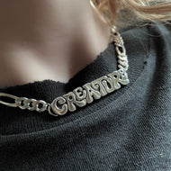 CREATURE medallion with lg figaro chain